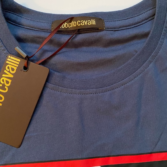 ROBERTO CAVALLI Men’s Eagle Head T-Shirt in Blue - Picture 6 of 9